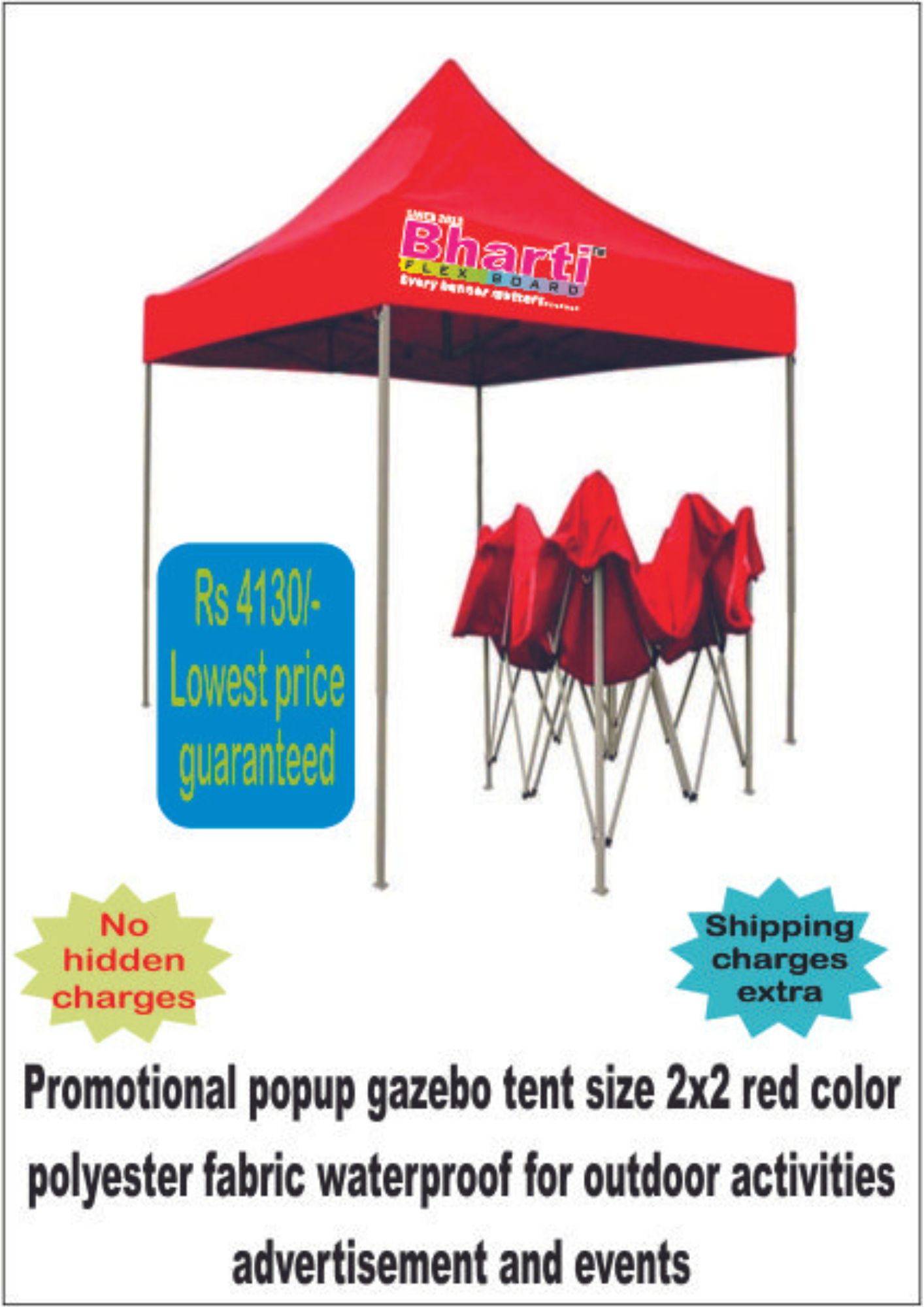 Gazebo Tent red size 2x2 meters portable and foldable pop-up